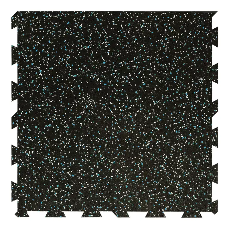 Černo-bílo-modrá gumová podlahová deska (puzzle - okraj) FLOMA FitFlo SF1050 - délka 100 cm, šířka 100 cm, výška 0,8 cm Merkproduct