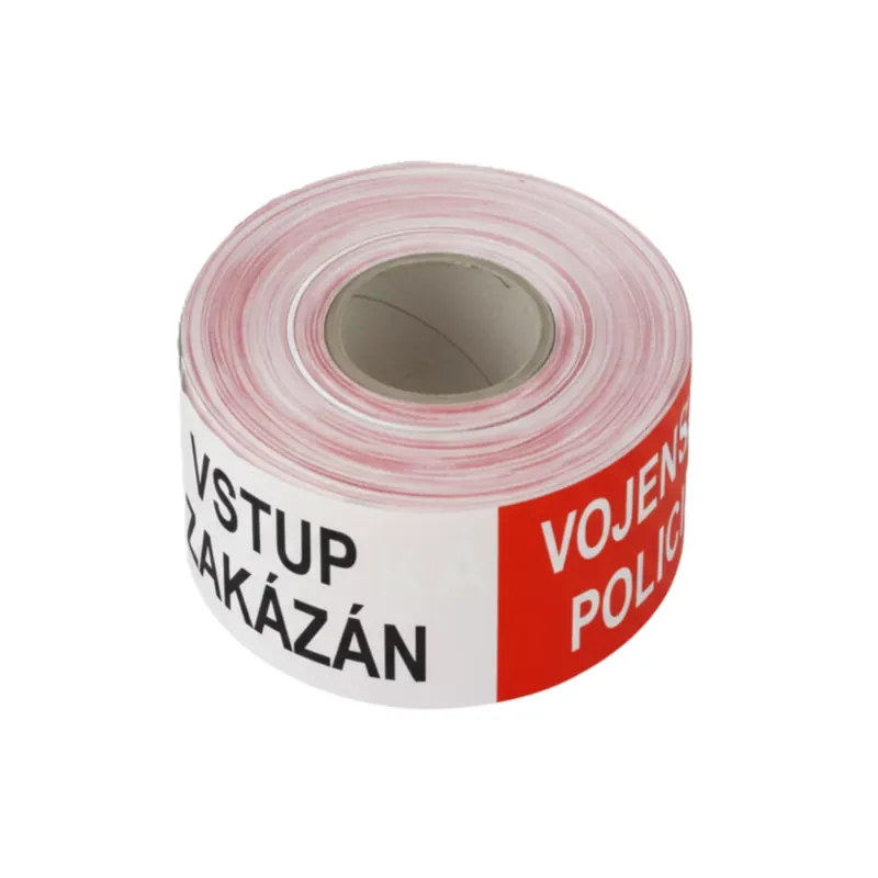 Hete Deal Červeno-bílá vytyčovací páska VOJENSKÁ POLICIE - VSTUP ZAKÁZÁN - délka 500 m, šířka 7,5 cm