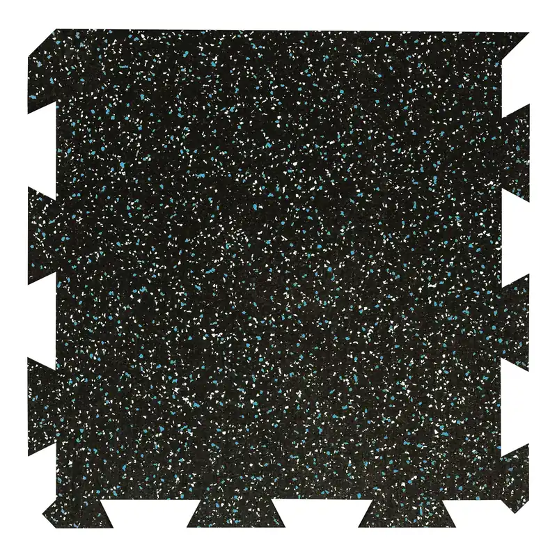 Černo-bílo-modrá gumová podlahová deska (puzzle - okraj) FLOMA FitFlo SF1050 - délka 50 cm, šířka 50 cm, výška 1 cm Hete Deal