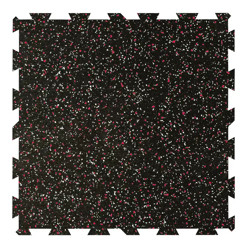 Černo-bílo-červená gumová podlahová deska (puzzle - střed) FLOMA IceFlo SF1100 - délka 100 cm, šířka 100 cm, výška 1 cm Tijdelijk Beschikbaar