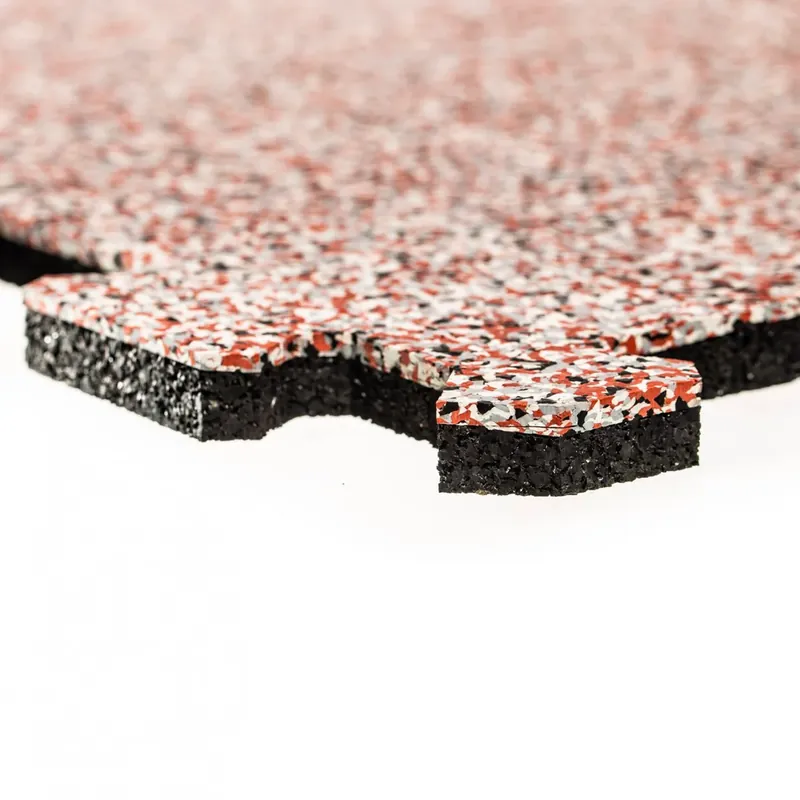 Černo-bílo-červeno-šedá gumová podlahová deska (puzzle - okraj) FLOMA Sandwich EPDM - délka 100 cm, šířka 100 cm, výška 1,5 cm Favoriet