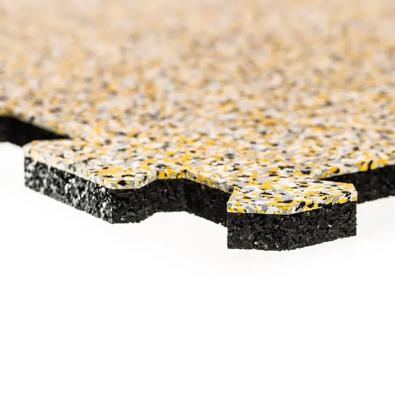 Laatste Versie Černo-bílo-žluto-šedá gumová podlahová deska (puzzle - okraj) FLOMA Sandwich EPDM - délka 100 cm, šířka 100 cm, výška 1 cm