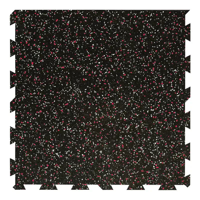 Černo-bílo-červená gumová podlahová deska (puzzle - okraj) FLOMA FitFlo SF1050 - délka 100 cm, šířka 100 cm, výška 2 cm Bestel Nu