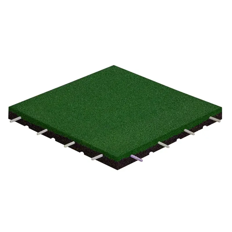 Zelená gumová certifikovaná dopadová dlažba FLOMA ProF - délka 50 cm, šířka 50 cm, výška 6 cm Nu Kopen