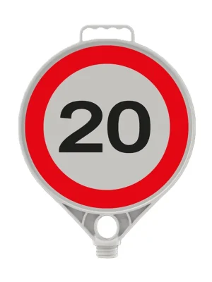 Plastová (PPC) dopravní výstražná značka "Nejvyšší povolená rychlost 20 km" FLOMA - šířka 28 cm, výška 28 cm Koop Online