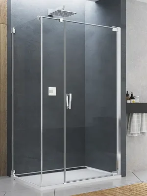 CADURA 1-dílné dveře s pevnou stěnou, pant u zdi, ATYP, pravé, aluchrom/čiré Koopje