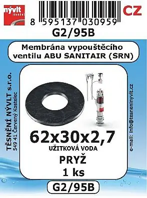 G2/95B Membrána vypouštěcího ventilu ABU SANITAIR (SRN) 62x30x2,7 Dagaanbieding