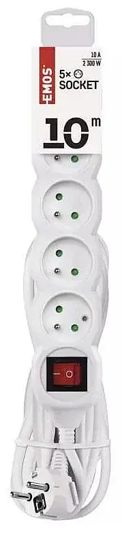 Prodlužka 5x zásuvka, s vypínačem, 1,0 mm2, 10 m Goedkoop