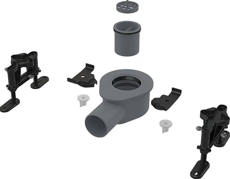 Goedkoop Alcadrain Fit and Go nízký sifon DN50, sada nastavitelných noh