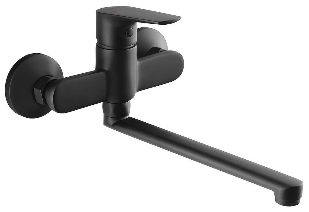 LOTTA BLACK dřezová nástěnná baterie, ploché ramínko 220 mm, černá mat Direct Beschikbaar