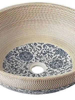 Favoriet PRIORI keramické umyvadlo 42 cm, béžová s modrým vzorem