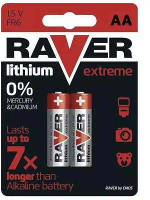Baterie lithiová RAVER AA (FR6), 2 ks Fabrieksprijs