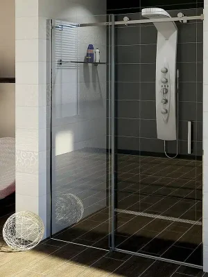 Premium DRAGON 1-dílné posuvné dveře s pevnou stěnou, 1100, chrom/čiré