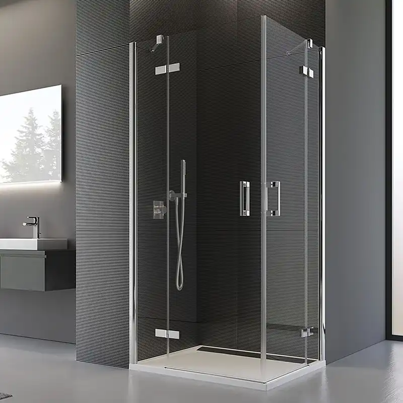 Must-Have PUR 1-křídlé dveře s pevnou stěnou, rohový vstup, 1000, pravé, chrom/Durlux