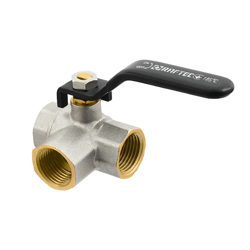 Raftec kulový kohout třícestný BLACK 1/2" FFF páka Populair