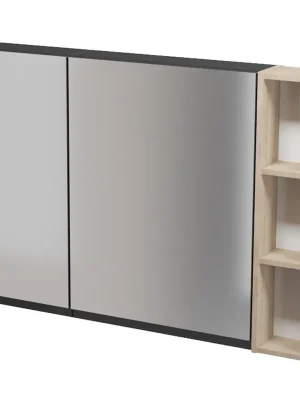Nábytkový set Cersanit Moduo 120, skříňka 40 zrcadlová závěsná antracitová, skříňka 60 zrcadlová závěsná antracitová , skříňka 20 horní závěsná dub Snelle Levering