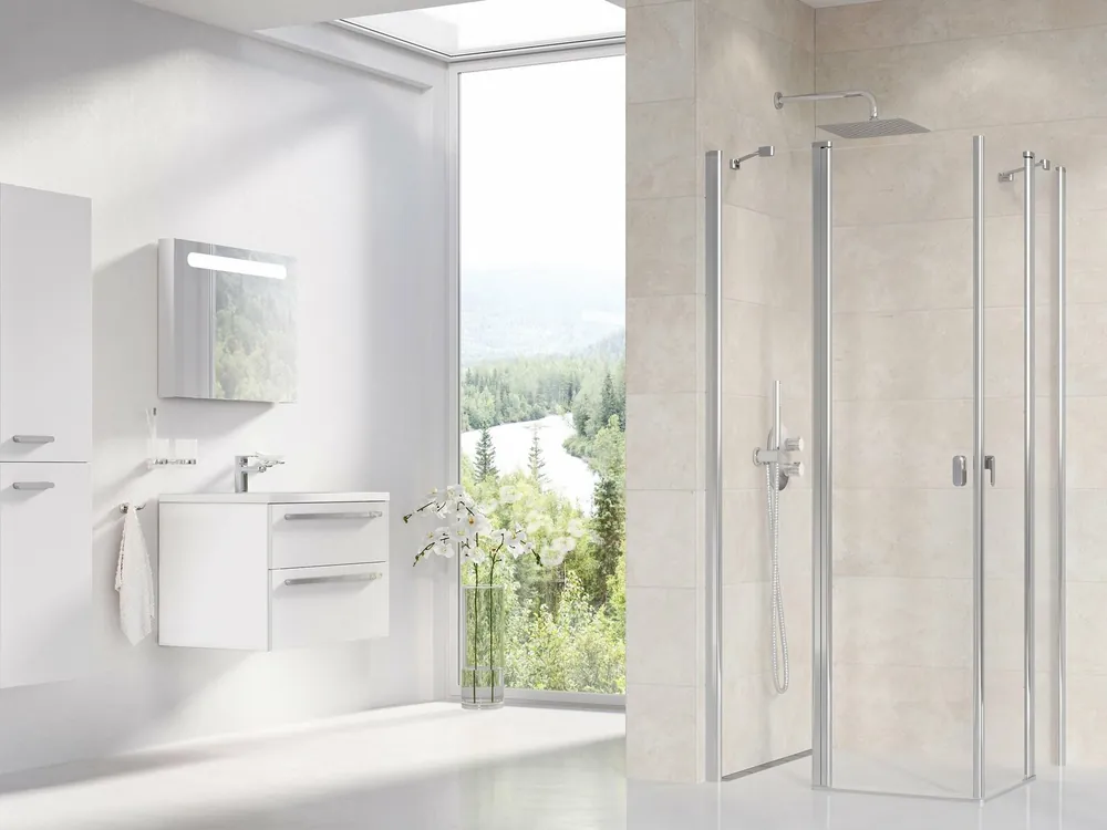 Sprchový kout Ravak Chrome 90 1/2 rohový, lesk/transparent, 1QV70C00Z1 Express Levering