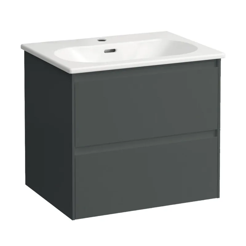 Snelle Levering Lua umyvadlo 60 slim se skříňkou Lani 60 se 2 zásuvkami šedá traffic H8600832661041